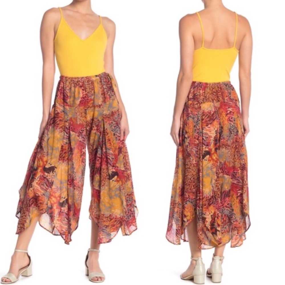 Free People Vibrant Yellow and Multicolor Women's Pants